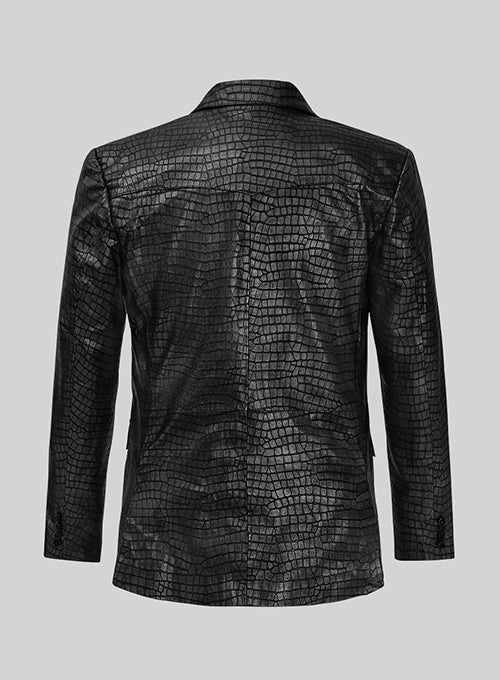 Croc Black Western Leather Blazer - LeatherCult