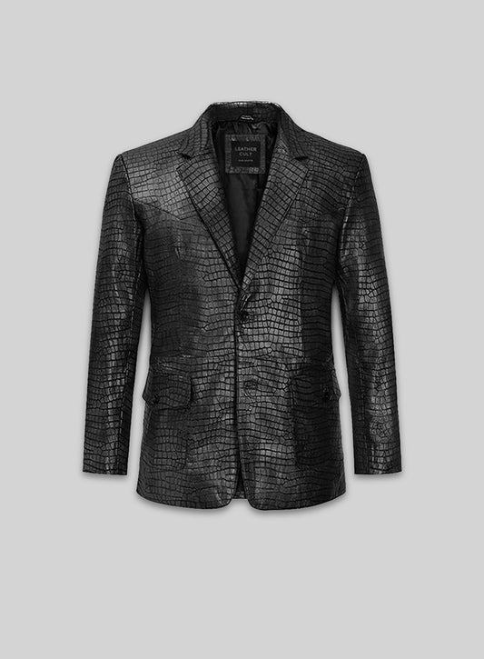 Croc Black Western Leather Blazer