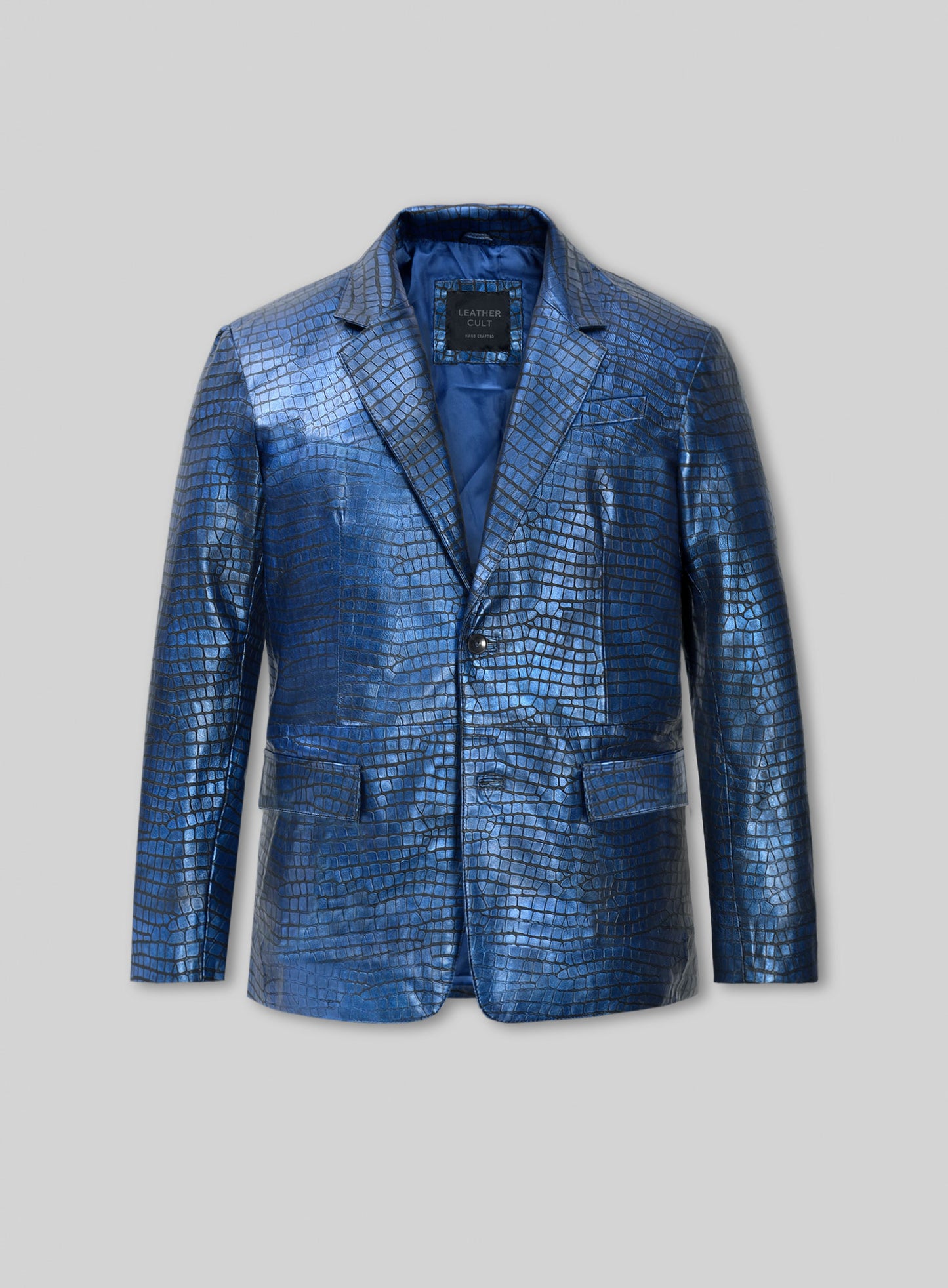 Croc Metallic Blue Leather Blazer
