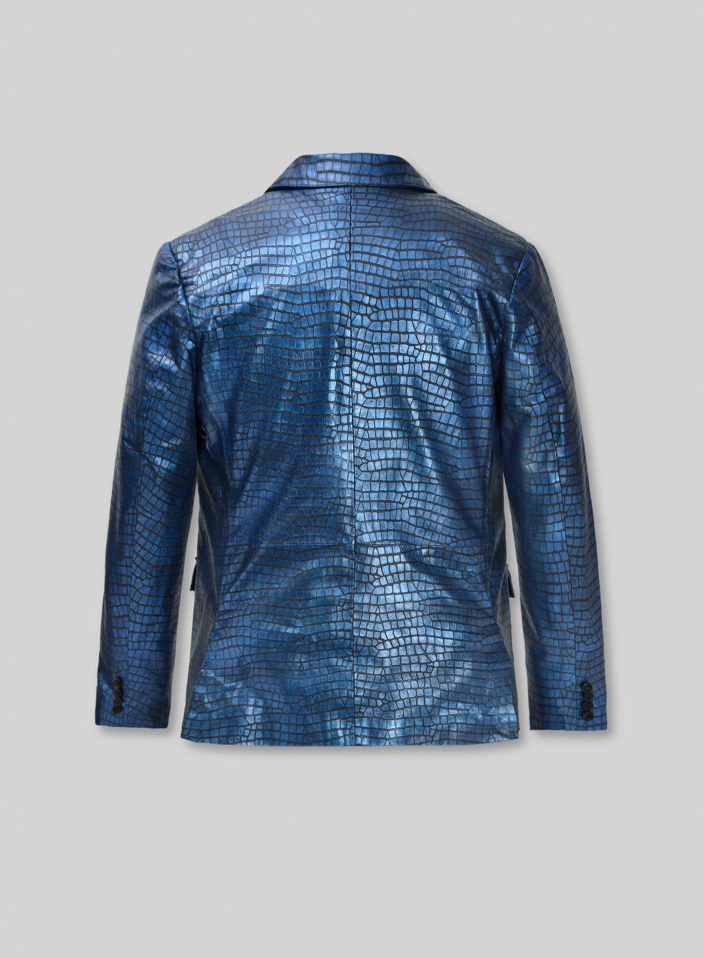 Croc Metallic Blue Leather Blazer