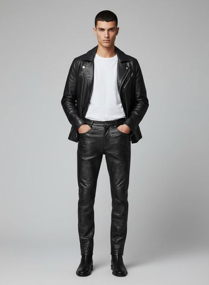 Croc Metallic Black Leather Pants - Jeans Style