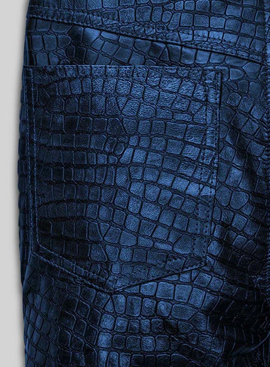 Croc Metallic Blue Leather Pants - Jeans Style