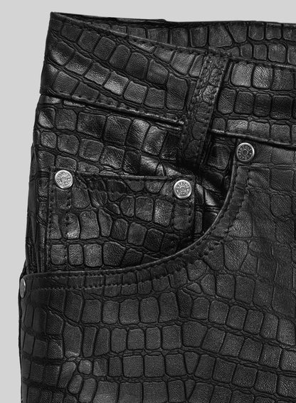 Croc Metallic Black Leather Pants - Jeans Style