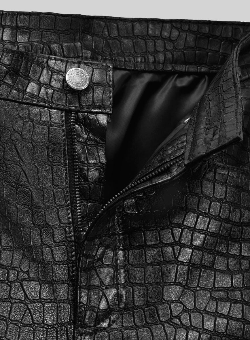 Croc Metallic Black Leather Pants - Jeans Style