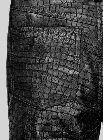 Croc Metallic Black Leather Pants - Jeans Style