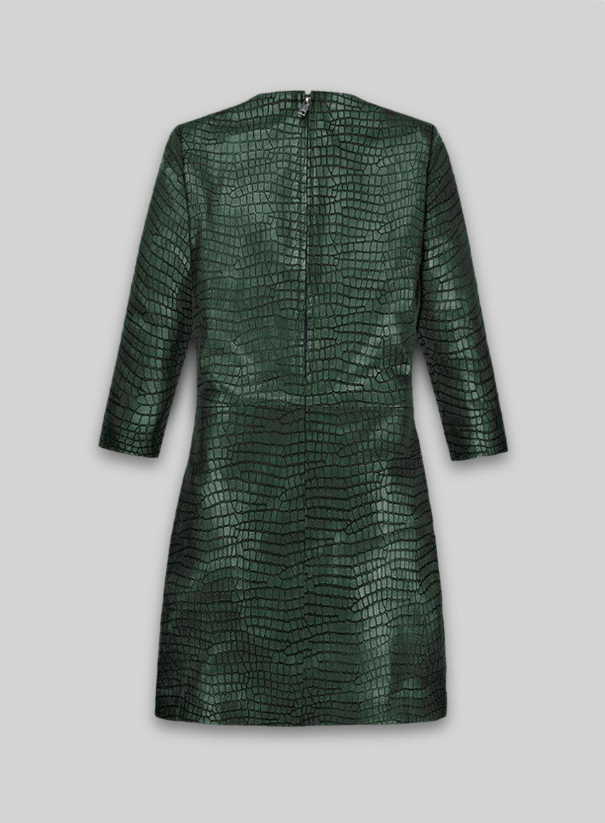 Croc Metallic Green Cacoon Leather Dress - # 757