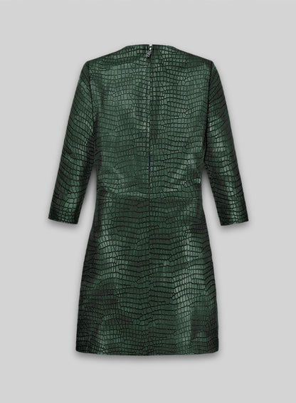 Croc Metallic Green Cacoon Leather Dress - # 757