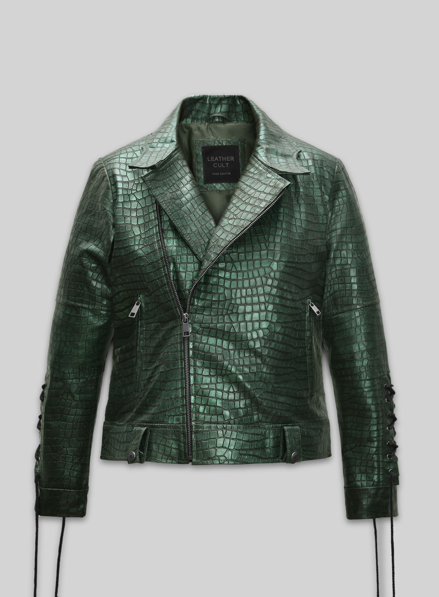 Croc Metallic Green Leather Jacket #511