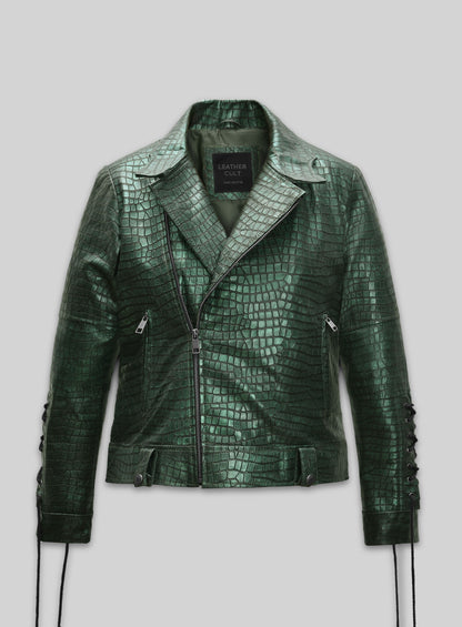 Croc Metallic Green Leather Jacket #511