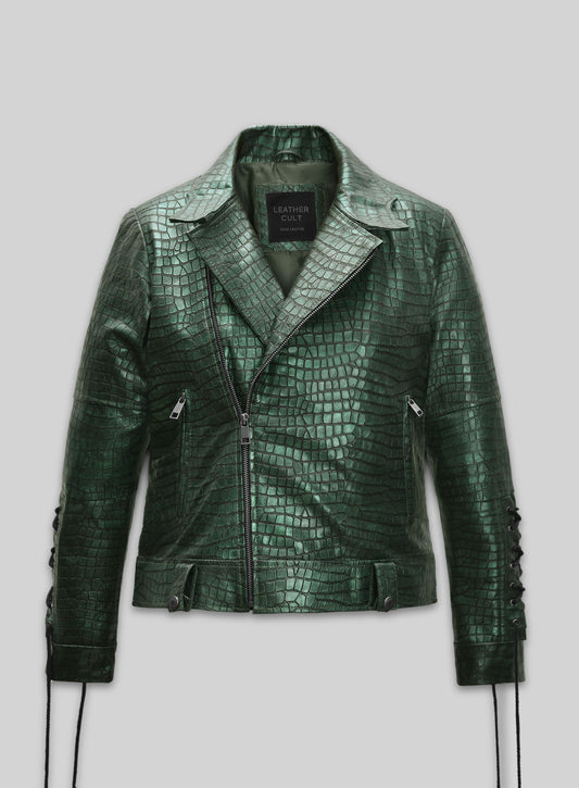 Croc Metallic Green Leather Jacket #511