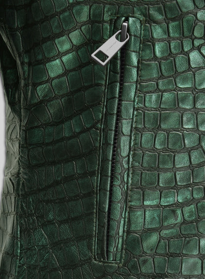 Croc Metallic Green Leather Jacket #511