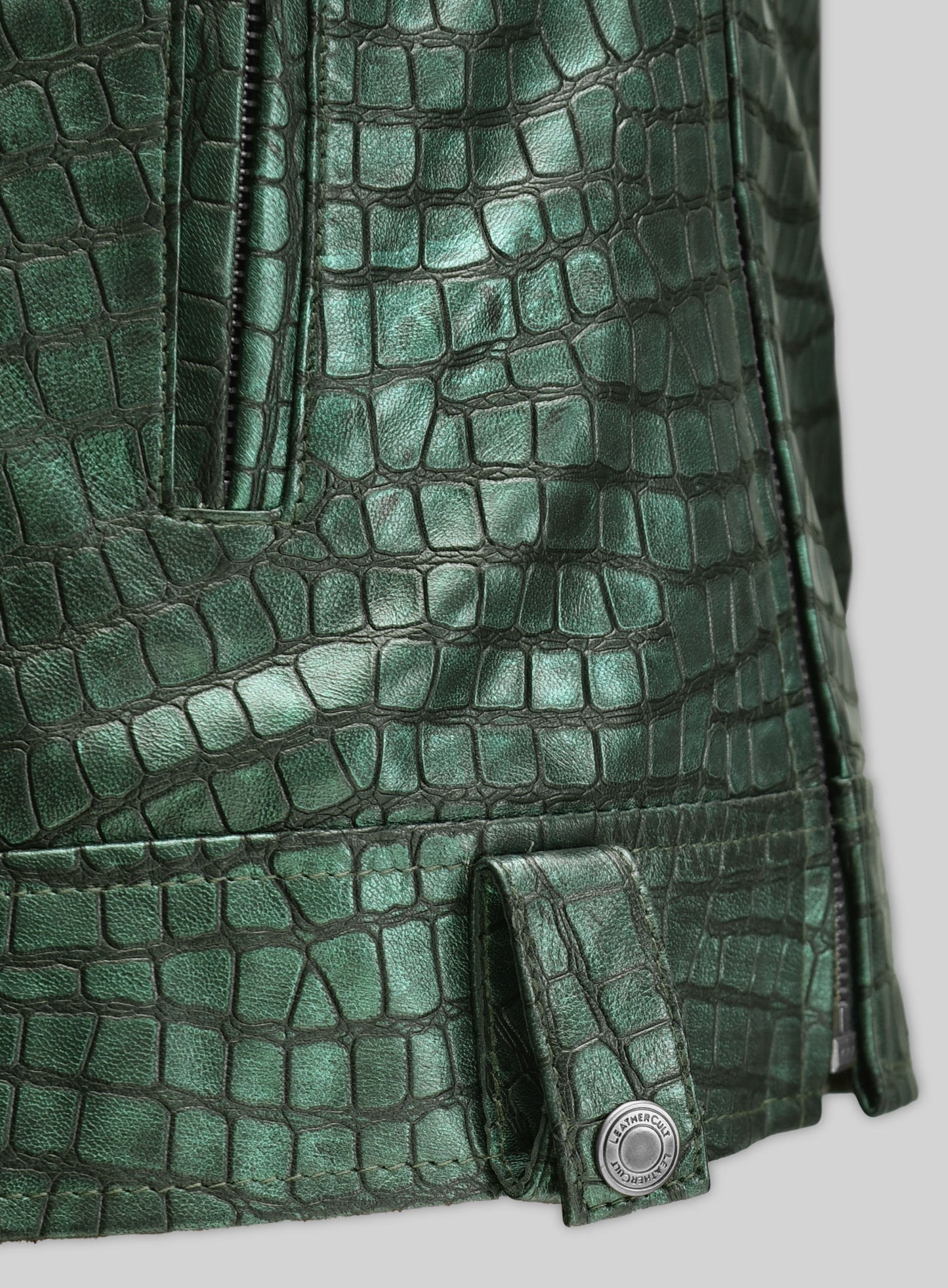 Croc Metallic Green Leather Jacket #511