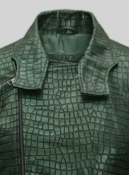 Croc Metallic Green Leather Jacket #511