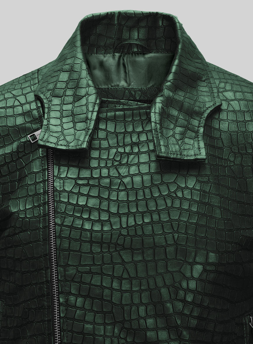 Croc Metallic Green Leather Jacket #511