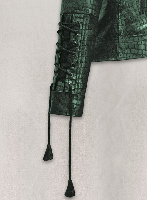 Croc Metallic Green Leather Jacket #511 - LeatherCult