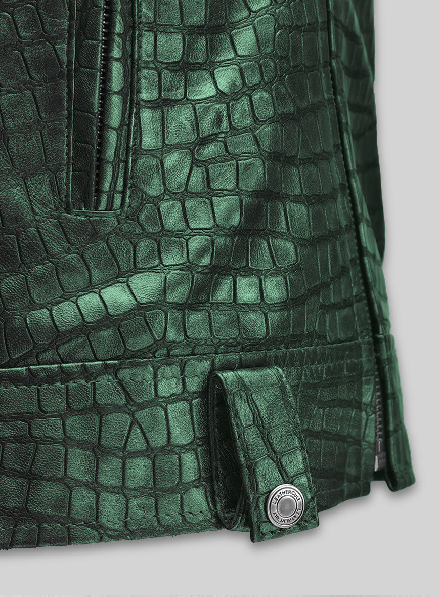 Croc Metallic Green Leather Jacket #511
