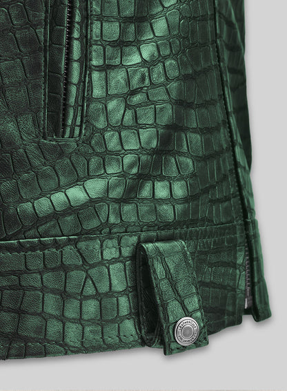 Croc Metallic Green Leather Jacket #511