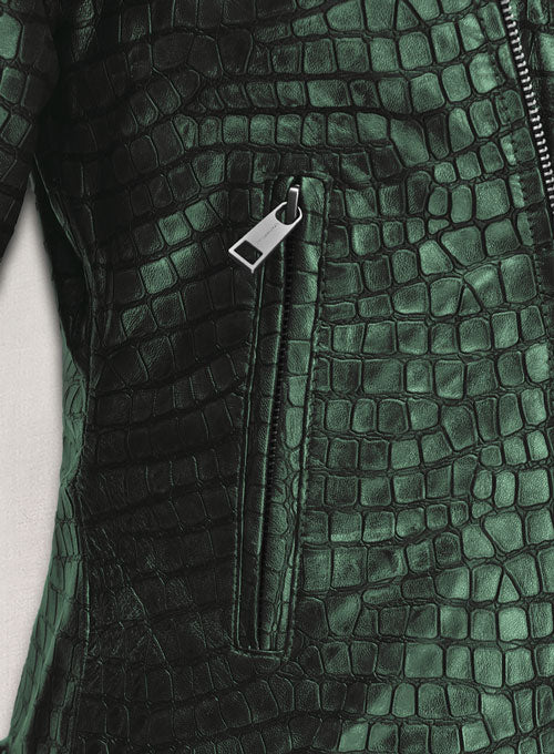 Croc Metallic Green Leather Jacket #511 - LeatherCult