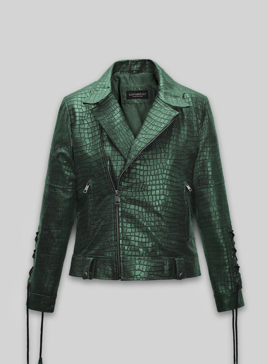 Croc Metallic Green Leather Jacket #511