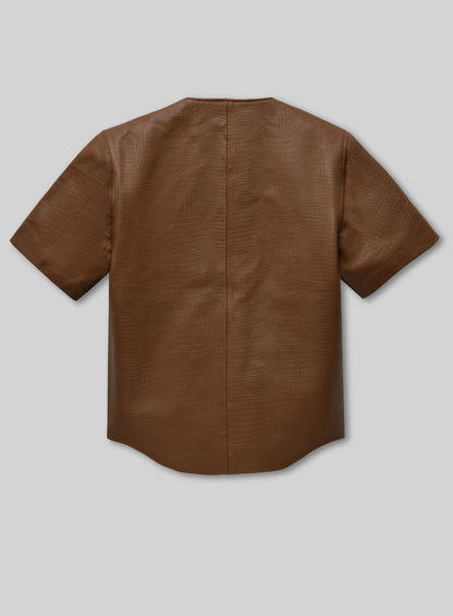 Crocodile Brown Leather T-Shirt