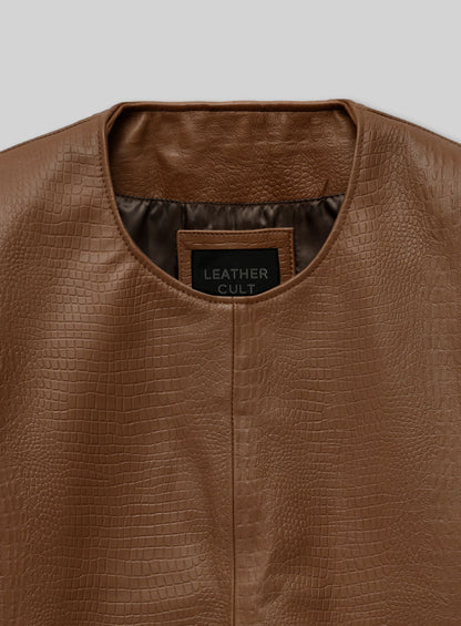 Crocodile Brown Leather T-Shirt