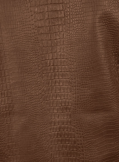 Crocodile Brown V Tab Leather Shirt Jacket