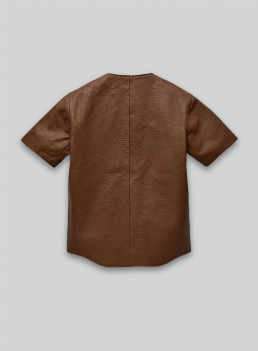 Crocodile Brown Leather T-Shirt