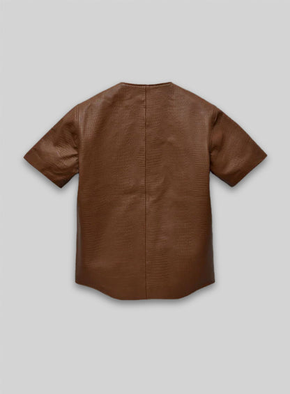 Crocodile Brown Leather T-Shirt