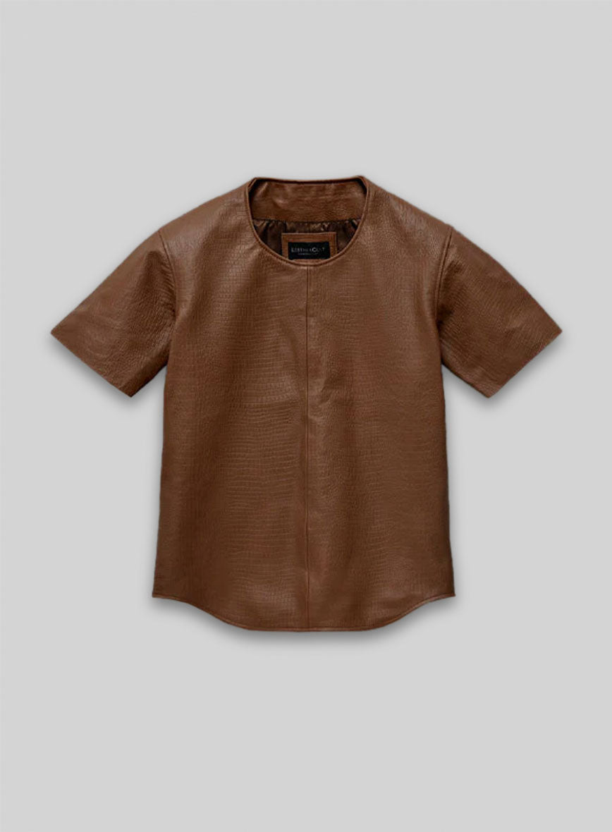 Crocodile Brown Leather T-Shirt