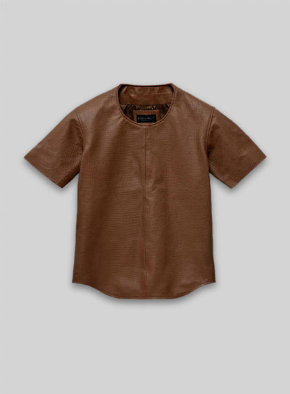 Crocodile Brown Leather T-Shirt