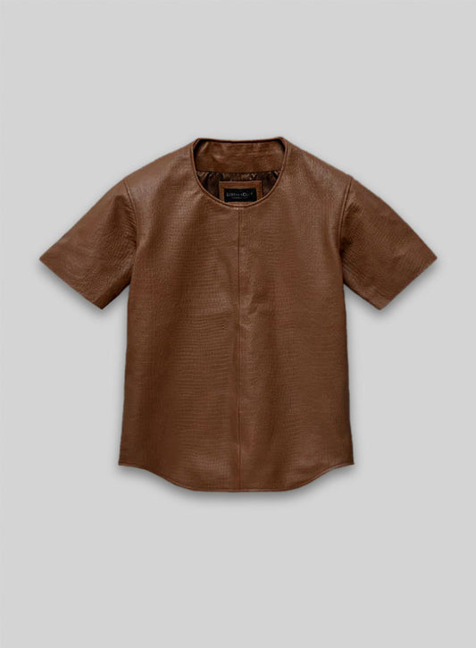 Crocodile Brown Leather T-Shirt