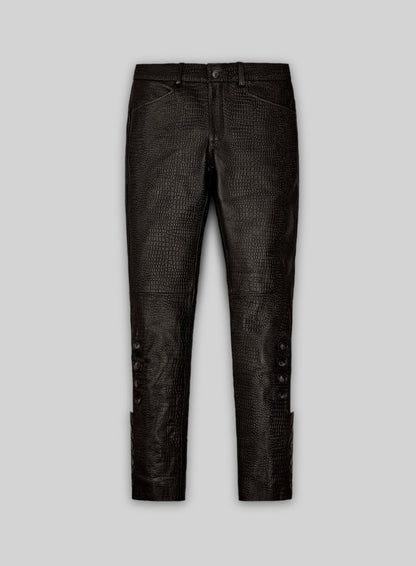 Crocodile Dark Brown Hyde Leather Pants