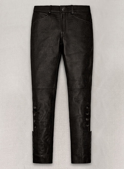 Crocodile Dark Brown Hyde Leather Pants - LeatherCult