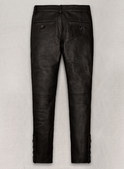 Crocodile Dark Brown Hyde Leather Pants - LeatherCult