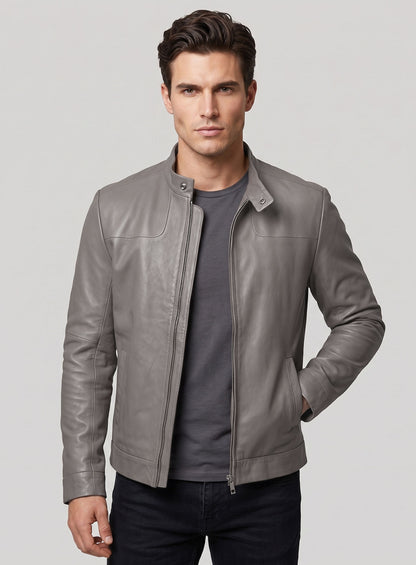 Croma Gray Washed & Wax Tom Cruise Fallout Leather Jacket