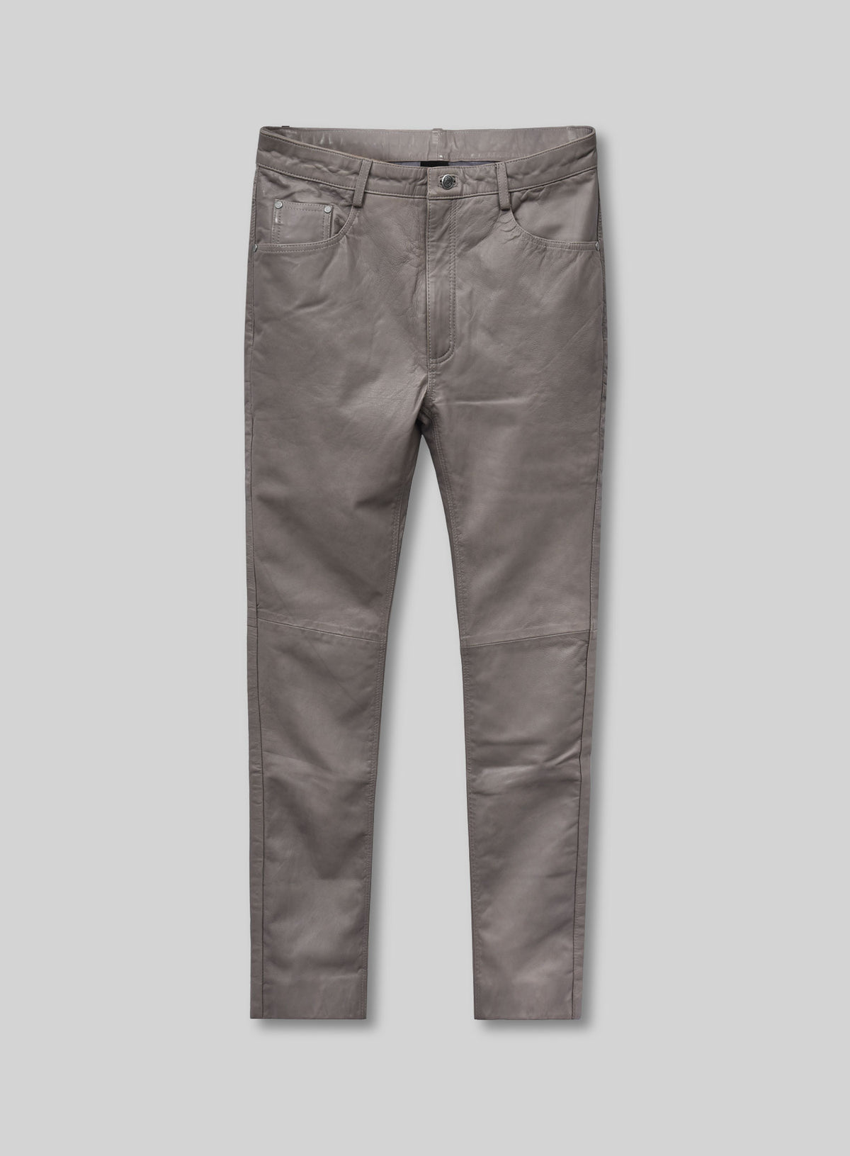 Croma Gray Washed and Wax Leather Pants - Jeans Style