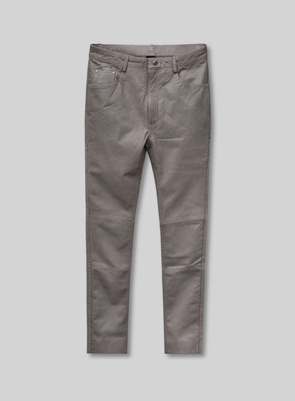 Croma Gray Washed and Wax Leather Pants - Jeans Style
