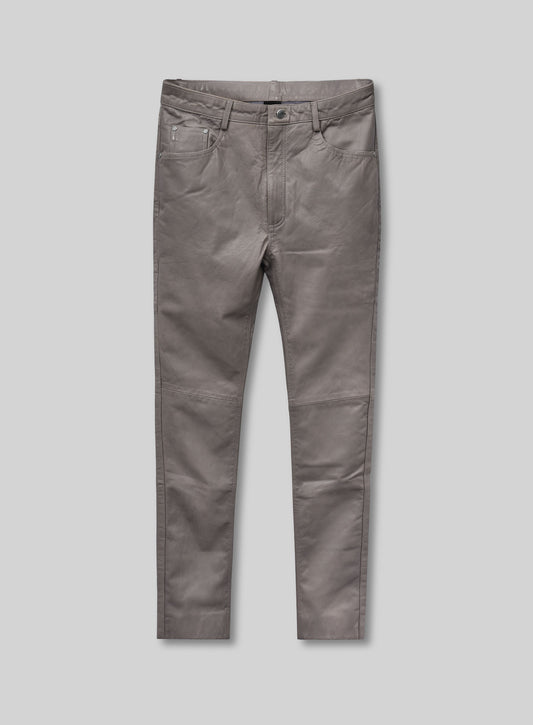 Croma Gray Washed and Wax Leather Pants - Jeans Style