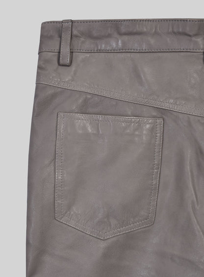 Croma Gray Washed and Wax Leather Pants - Jeans Style