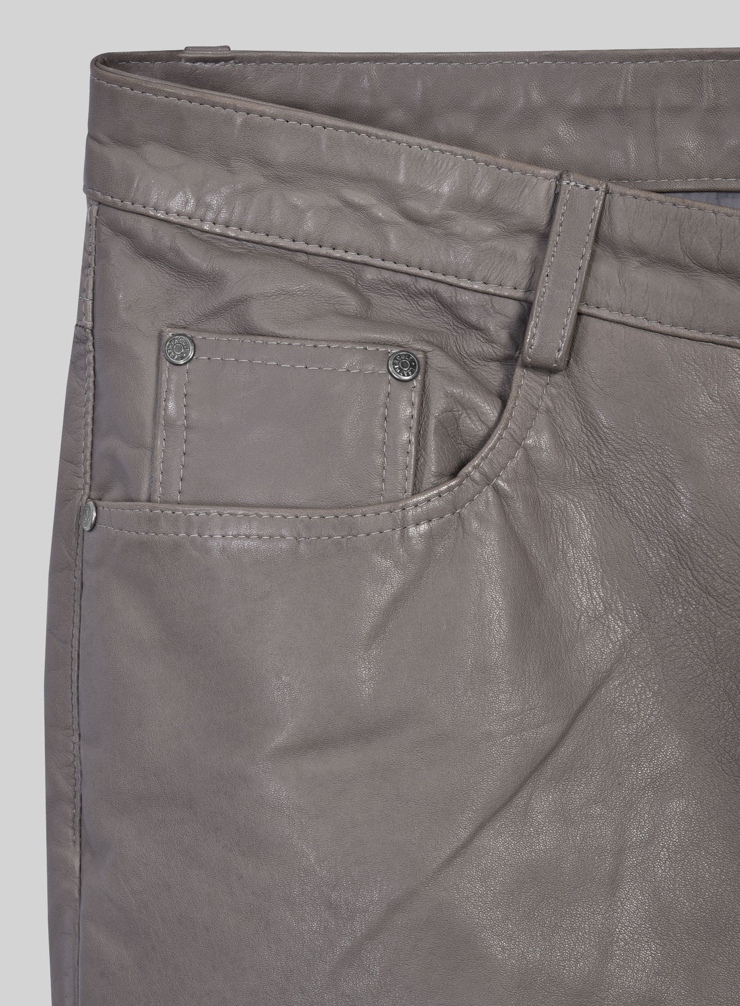 Croma Gray Washed and Wax Leather Pants - Jeans Style