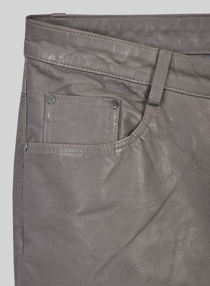 Croma Gray Washed and Wax Leather Pants - Jeans Style