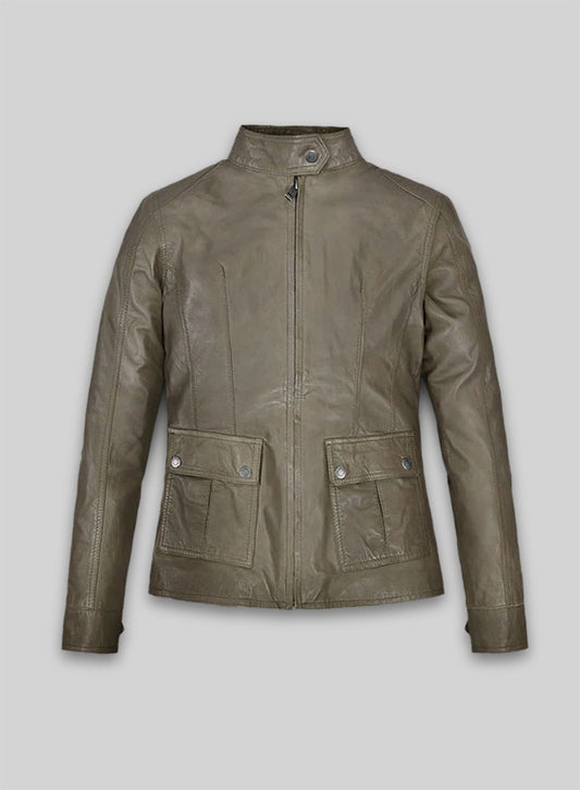 Croma Gray Washed & Wax Scarlett Johansson Leather Jacket