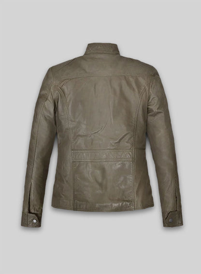 Croma Gray Washed & Wax Scarlett Johansson Leather Jacket