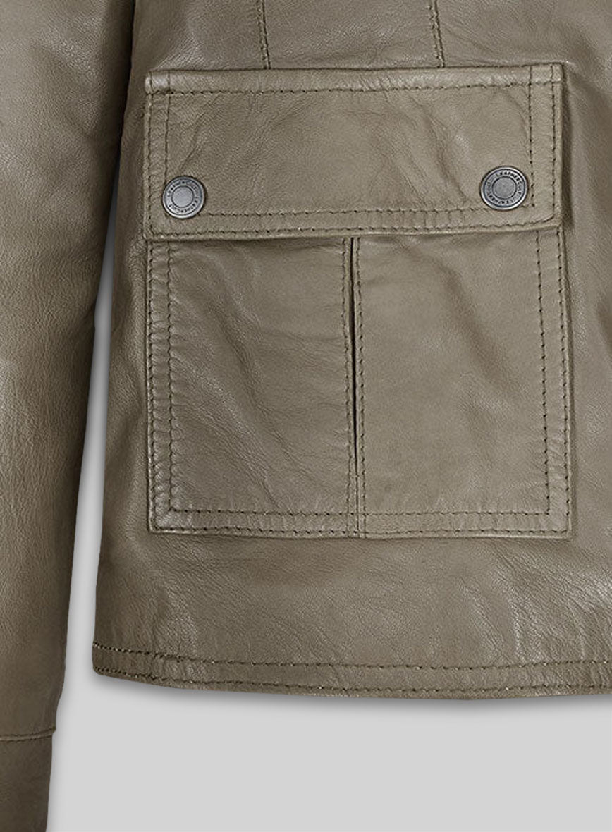 Croma Gray Washed & Wax Scarlett Johansson Leather Jacket