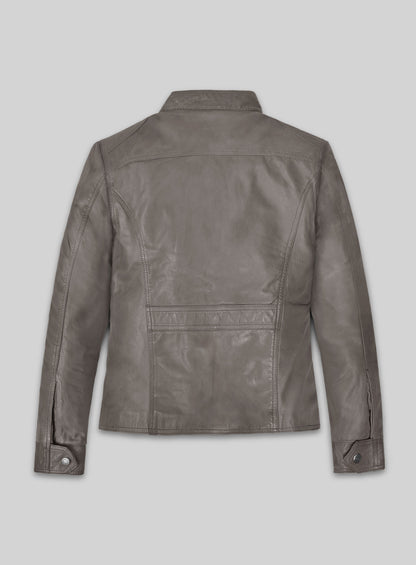Croma Gray Washed & Wax Scarlett Johansson Leather Jacket