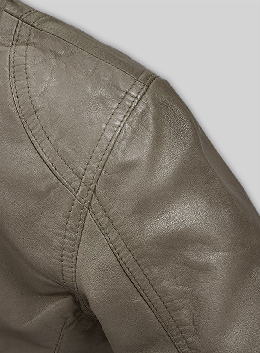 Croma Gray Washed & Wax Scarlett Johansson Leather Jacket