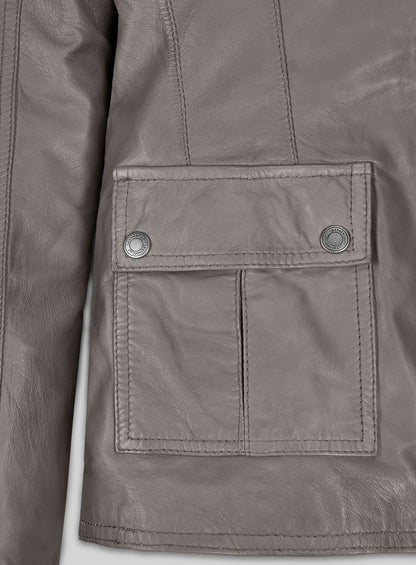 Croma Gray Washed & Wax Scarlett Johansson Leather Jacket
