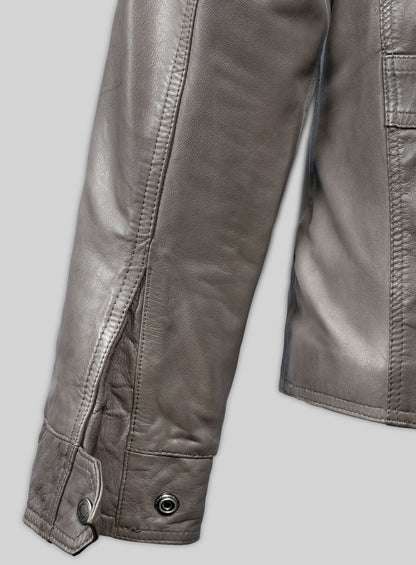 Croma Gray Washed & Wax Scarlett Johansson Leather Jacket