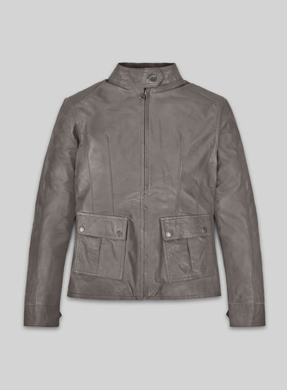 Croma Gray Washed & Wax Scarlett Johansson Leather Jacket
