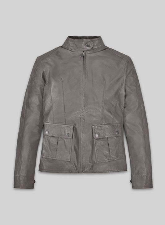 Croma Gray Washed & Wax Scarlett Johansson Leather Jacket